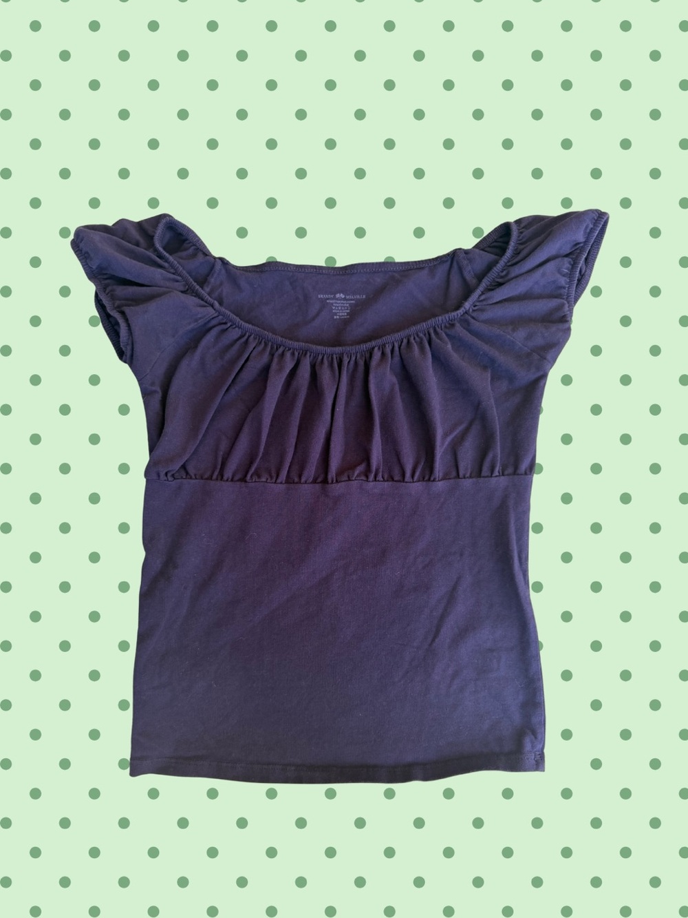 Brandy Melville Deep Navy Scoop Ruffle Cap Sleeve Top